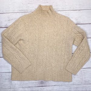 J CREW cable knit wool sweater S/M